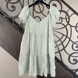 Puff Sleeved Sweetheart Neckline Floral Tiered Mini Skater Dress